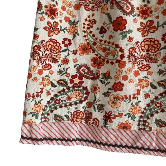 Christopher & Banks White Red Floral Beaded Linen Cotton Beaded Skirt Size 16 - Picture 10 of 16